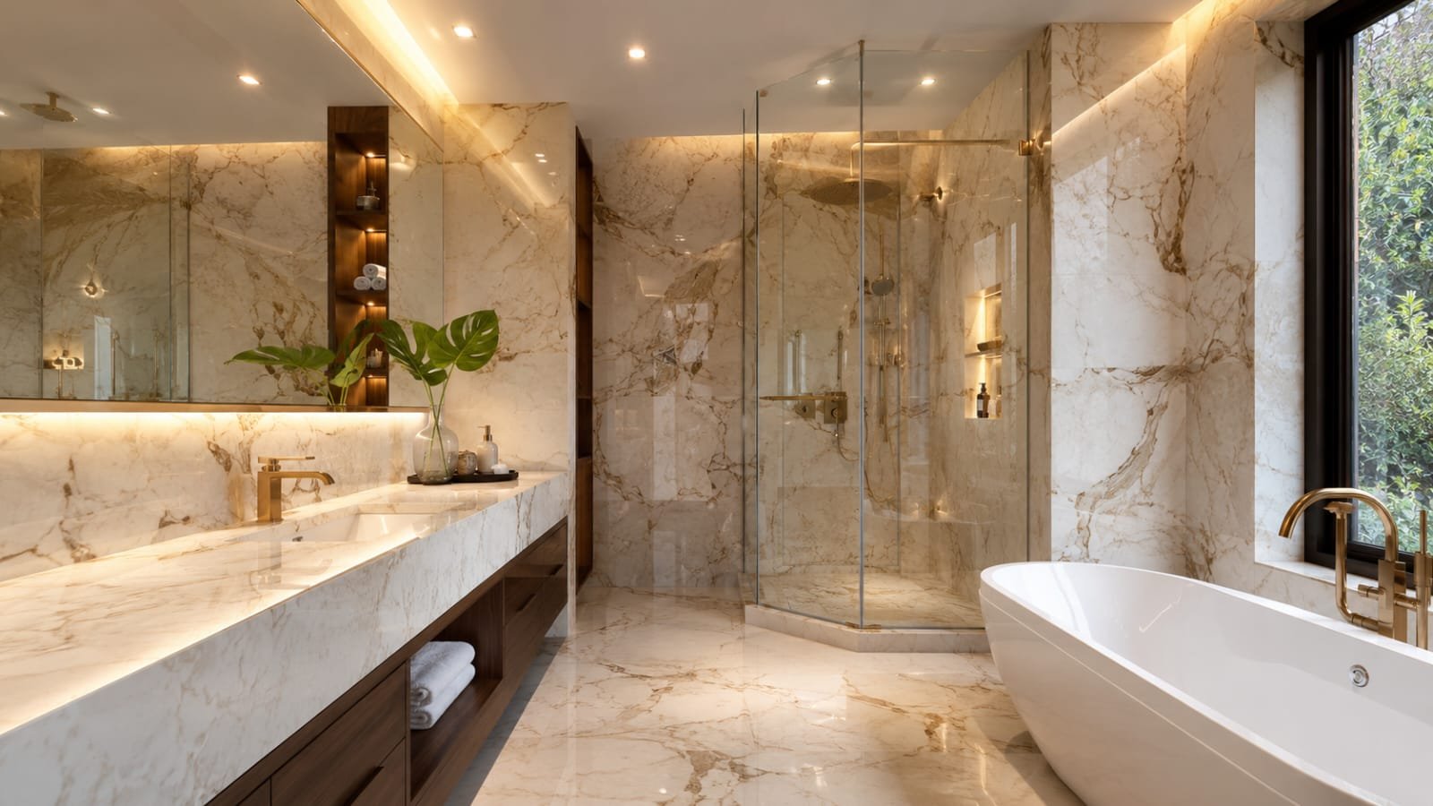 Mármol aplicado en baños
